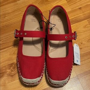 Time and Tru Red Mary Jane Flats